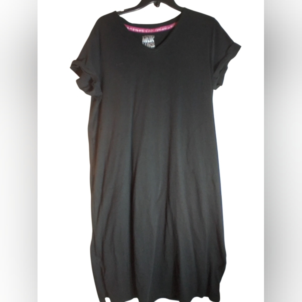 Muk Luks Black T-Shirt Lounge Dress Short Sleeve Size Large Loungewear Comfy